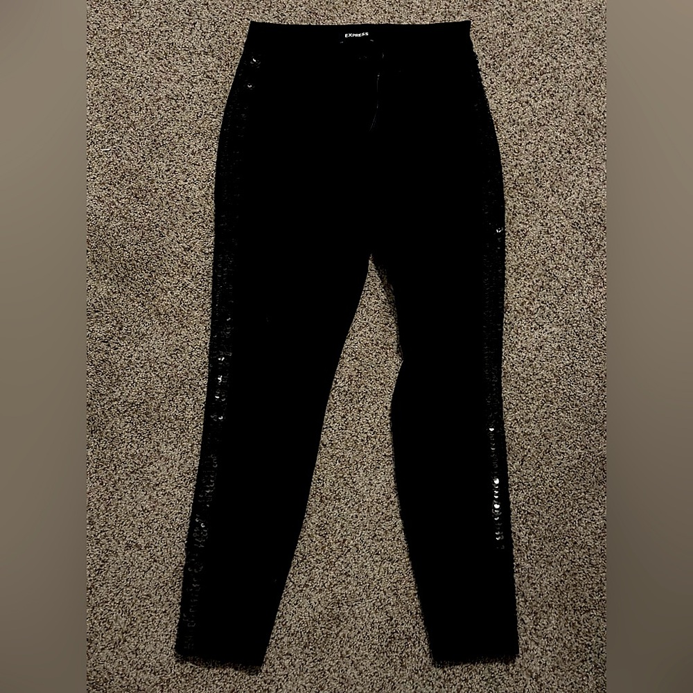 Sequin stripe black express jeggings